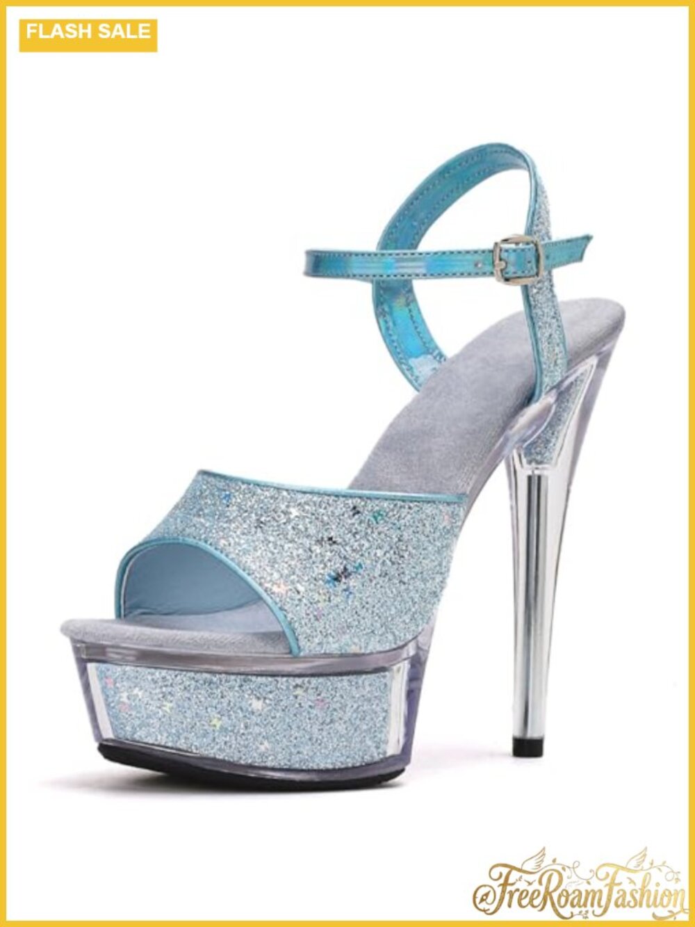 Faux Leather Platform Stiletto Heeled Sandals Cross Ankle Buckle Party Prom